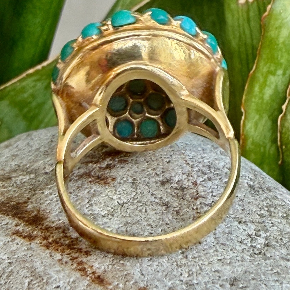 18 karat gold and turquoise ring - Picture 5 of 6